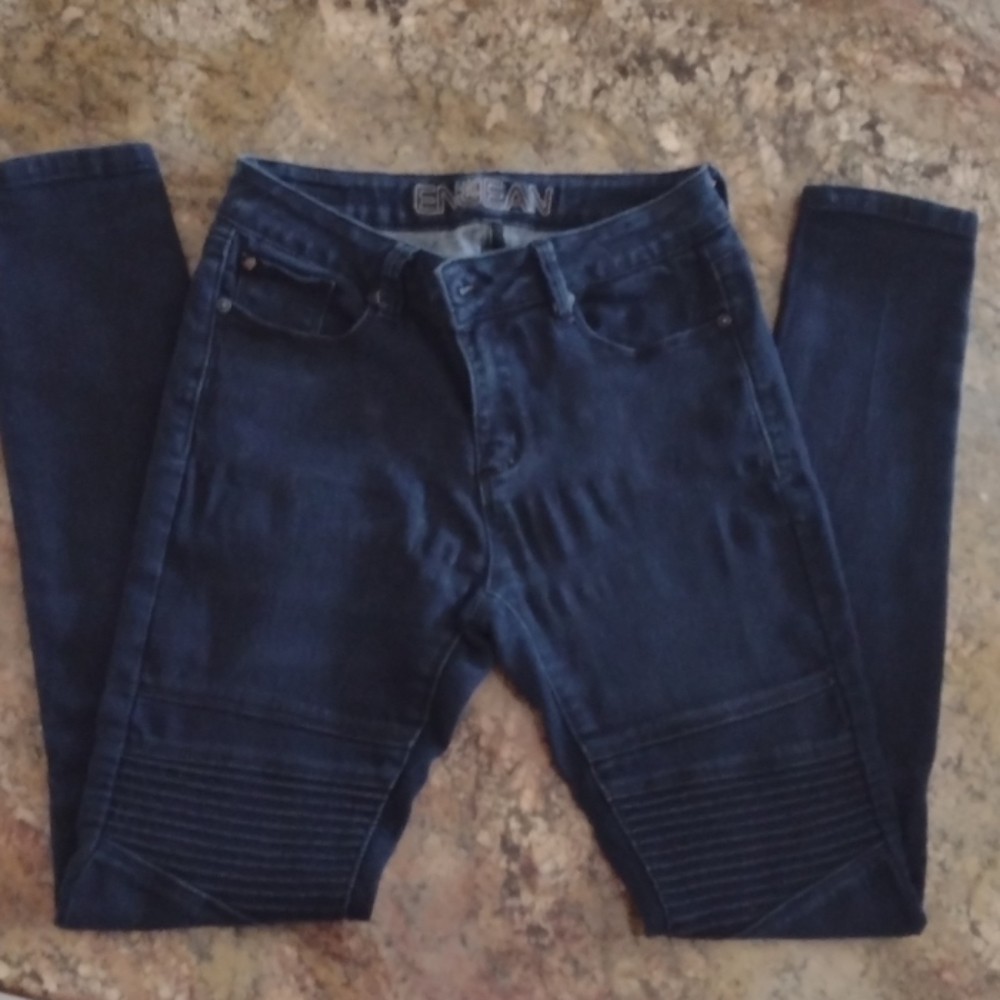 ENJEAN Black Moto Skinny Stretch Jeans Jeggings